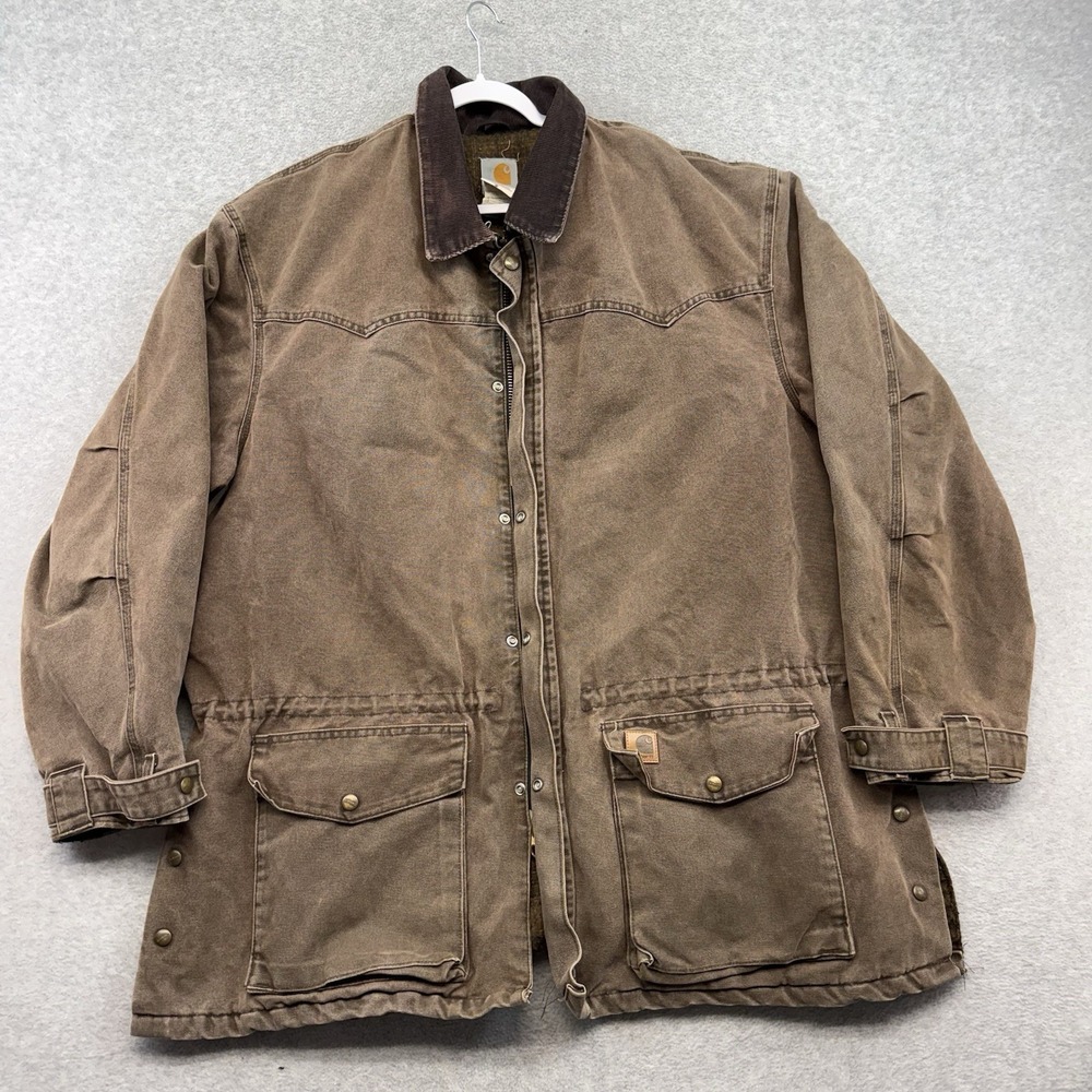 Vintage Carhartt C52‎ CHT Duck Canvas Blanket Lined Chore Ranch Jacket 2XL Brown